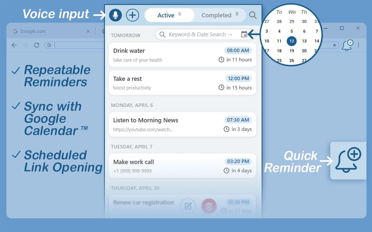 Example of how the extension works